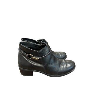 David Tate Miller Ankle Booties Black Calf Skin Size 9M   Pre-Owned, Good Cond
